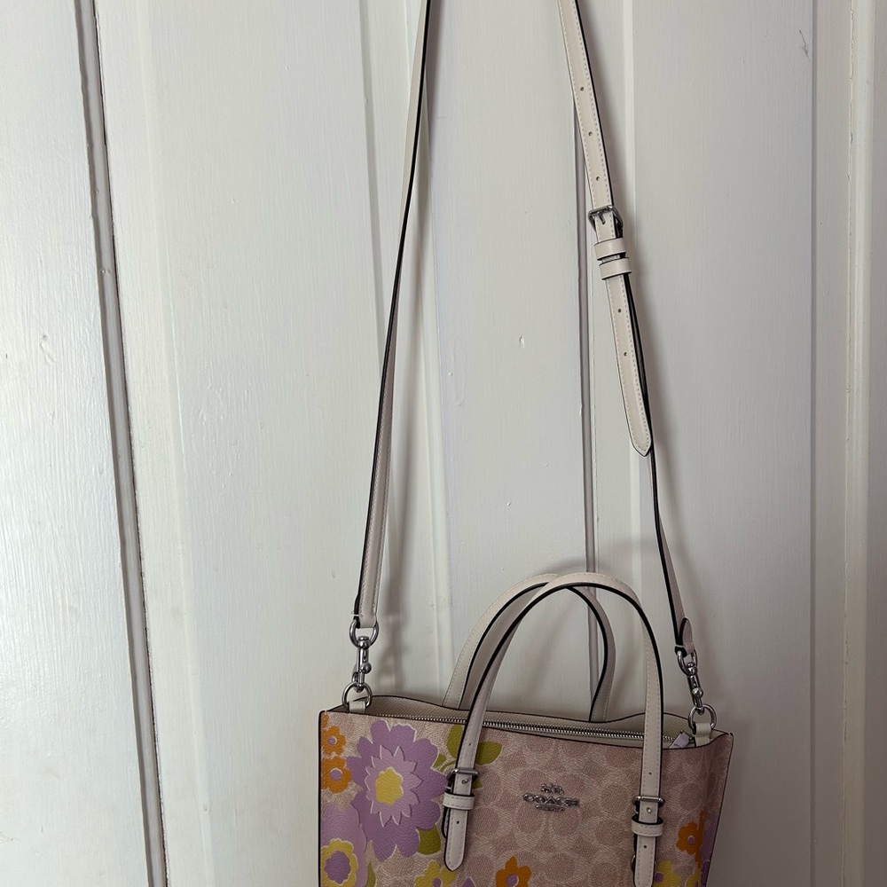Coach Floral Dome Satchel - Pink, Yellow & Green - Picture 2 of 4